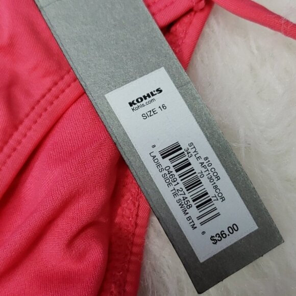 3/$15 new apt 9 side tie corral colored bikini bottom womens size 10 - Picture 5 of 6